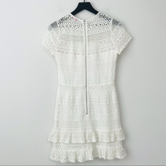 Parker Jewel Neck Eyelet Lace Bohemian Crochet Cocktail Bridal Dress - Picture 4 of 13